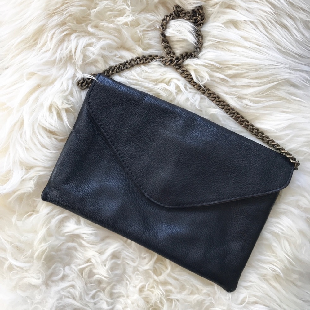 J.Crew Factory | Leather envelope clutch | Black